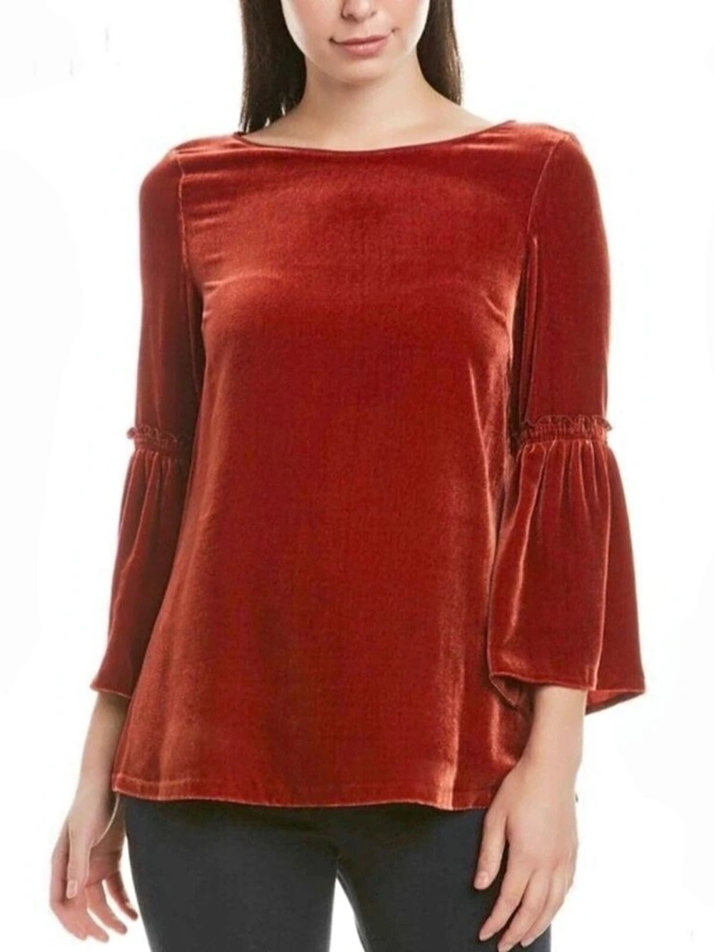 Lafayette 148 New York Roslin Velvet Bell Sleeve Top